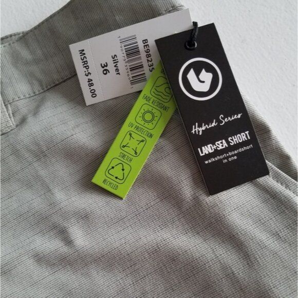 NWT Burnside Shorts Hybrid walk short board short Silver Size 36 - Picture 9 of 12